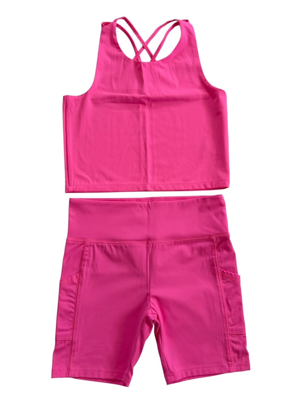 The Children’s Place Girls Quick Dry Cross Back Tank Top & Leggings Set Hot Pink
